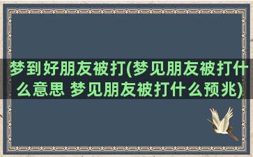 梦到好朋友被打(梦见朋友被打什么意思 梦见朋友被打什么预兆)